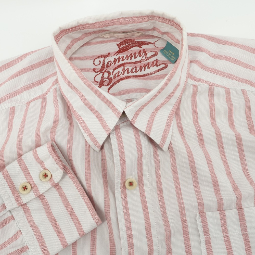 Tommy Bahama Relax Mens Medium Striped Button Up Shirt Long Sleeve